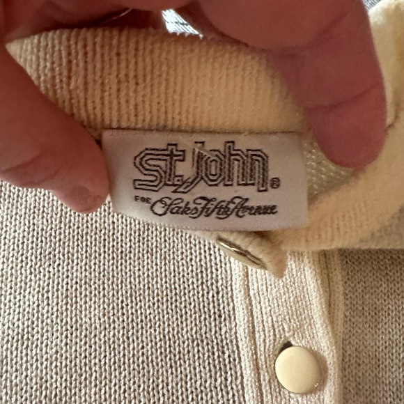 St.John For Saks Fifth Avenue Gray Cream Vintage70’s Quarter Button KnitDress 10 - Picture 9 of 15